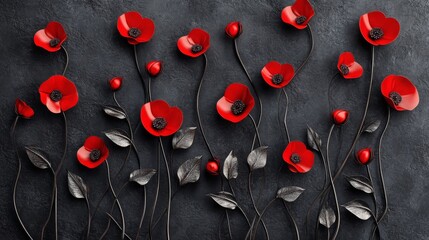 Sticker - The stucco arrangement is embellished with poppy petals fluttering above.