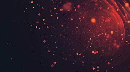 Wall Mural - Abstract dark background with glowing red particles swirling in a cosmic, bokeh style pattern