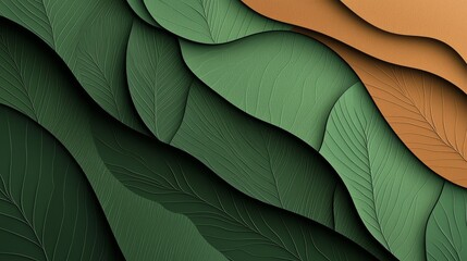 abstract background made from paper cut. copy space over paper. bright pastel green, dark green, bro