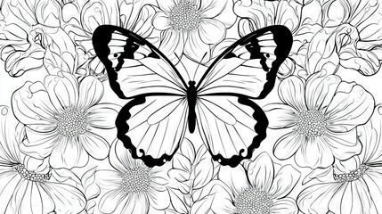 Sticker -  Butterfly on a flower centerpiece