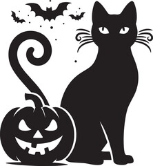 Wall Mural - Halloween scary cat silhouette vector illustration isolated on a white background