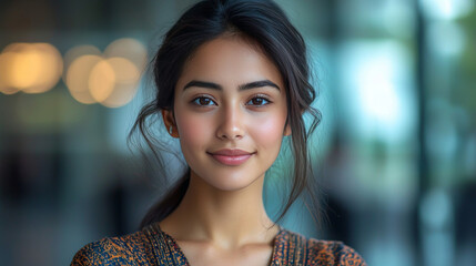 Canvas Print - Young woman smiling at the camera.