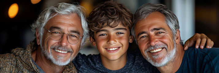 Wall Mural - Three generations of men smile for the camera.