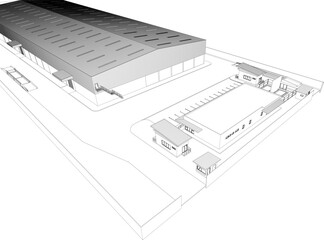 3D illustration of industrial project