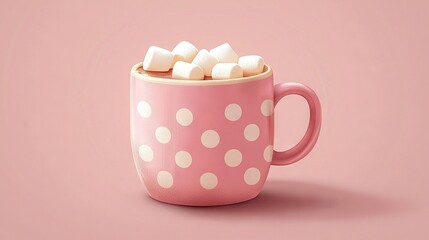 Poster -  Pink cup holds marshmallows, rests on pink table, near pink wall