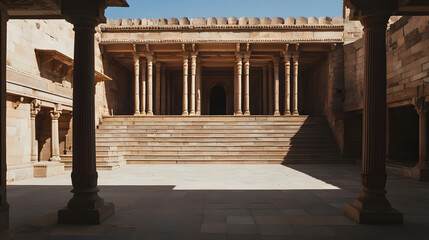 Wall Mural - Indian Fort with Huge Columns | Majestic Architecture and Historic Monumental Design