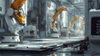 © Nirut - Industrial excavator repairing a car in a bustling factory