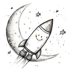 Wall Mural - graphics of space, planets, and astronauts on a white background.