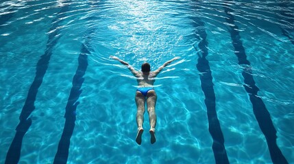 Sticker - Woman swimming in an Olympic swimming pool 