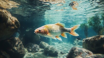 Poster - Underwater photo of a carp