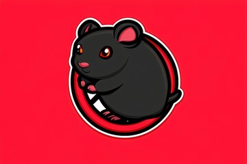 Canvas Print - Cute Black Hamster Mascot Logo Design