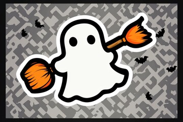 Sticker - Spooky Ghost with Broom