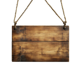 blank wooden board hanging on transparent background