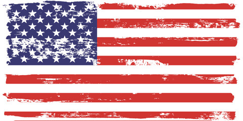 Wall Mural - American flag grunge paint texture. USA Flag. Distressed US symbol, United States flag Vector Illustration for Celebration Holiday 4 of July American President Day.