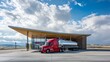 © Pumapala - Modern Gas Station with Red Semi Truck