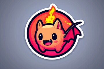 Canvas Print - Cute Fire Demon Cartoon Character Sticker