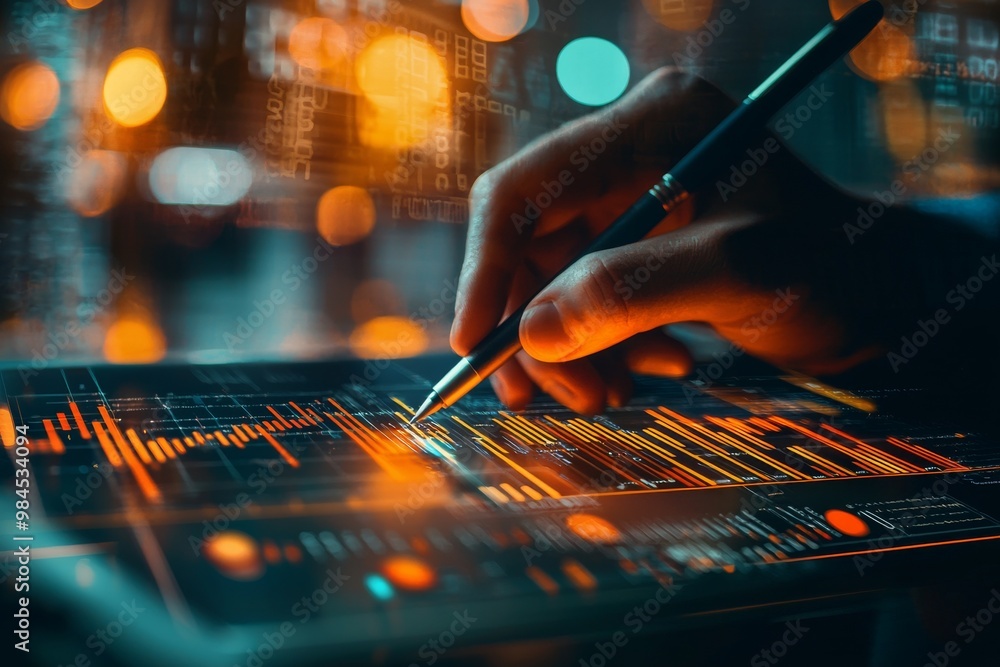 Using AI for data processing and visualization, businessmen analyze and ...