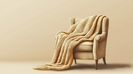 Poster -   A chair with a blanket on top, three in total