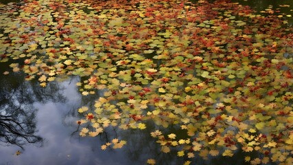 Wall Mural - pond with autumn