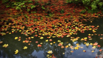 Wall Mural - pond with autumn