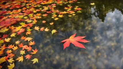 Wall Mural - pond with autumn