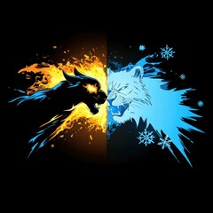 Sticker - Fire and Ice, Animal Showdown