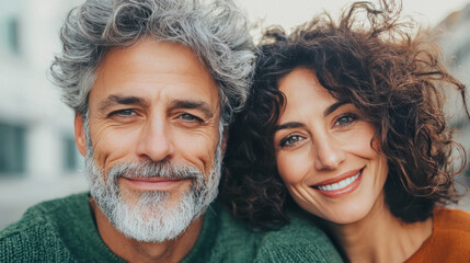 Wall Mural - A mature couple smiles for the camera.