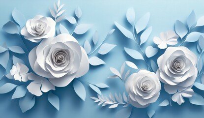 Wall Mural - Print this navy blue floral clip art set on invitations, cards, wall art, and more. Hand painted arrangement isolated on white.