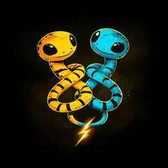 Wall Mural - Cartoon Snakes Embracing