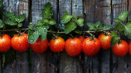 Wall Mural - Fresh Tomatoes on a Vine