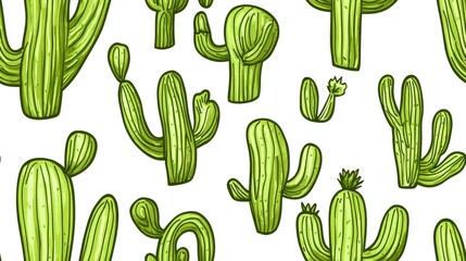 Wall Mural - Seamless cactus pattern