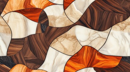 Patterned fashion illustration featuring marble and wood textures showcasing a modern mosaic in an abstract background suitable for wallpaper and artificial stone design