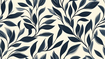 Abstract seamless pattern featuring ornamental leaves design element