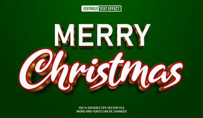 Wall Mural - Editable 3d text style effect -  Merry Chistmas text effect Template