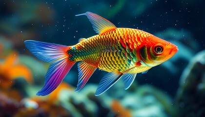 Iridescent scales of tropical fish shimmering beneath the waters surface