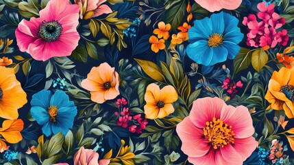 Vibrant seamless floral design