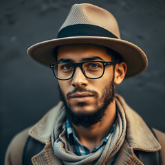 Wall Mural - Un joven latino con barba, de apariencia muy intelectual