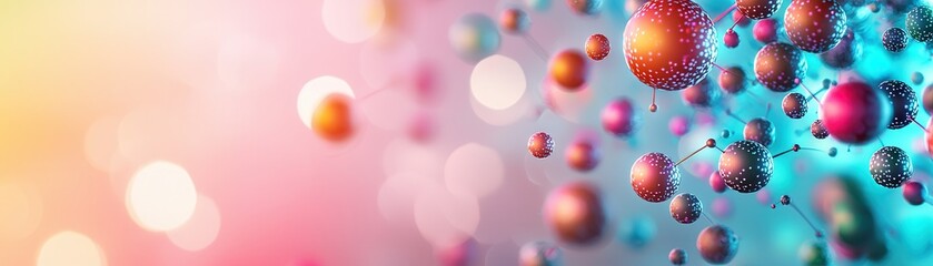 Wall Mural - Abstract molecule structure with bokeh background.