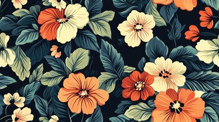 Wall Mural - Floral pattern in a seamless design