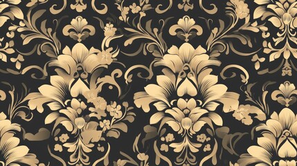 Wall Mural - Seamless Damask floral pattern Vintage illustration