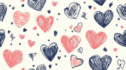 Hearts doodle pattern Valentine s Day background Romantic textured design Hand drawn pattern featuring wedding and marriage elements Love themed sketches Scribbled hearts