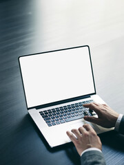 Man with laptop. Mockup of the screen