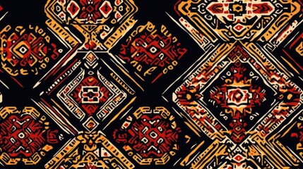 Wall Mural - Geometric ethnic oriental seamless pattern for backgrounds carpets wallpapers clothing wrapping Batik fabric and illustrations in embroidery style