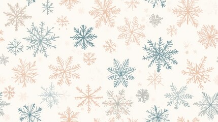 Sticker - Seamless abstract snowflake pattern in beige and pastel colors Raster illustration suitable for design and printing