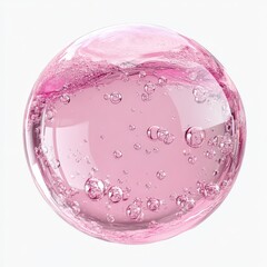 Wall Mural - Pink Bubble with Bubbles and Water Reflection