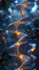 Wall Mural - glowing double helix dna molecule - abstract science art