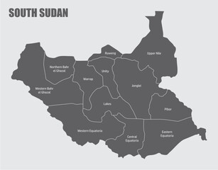 Canvas Print - South Sudan administrative map