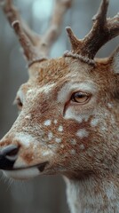 Canvas Print - Close Up Portrait of a Deer with Antlers