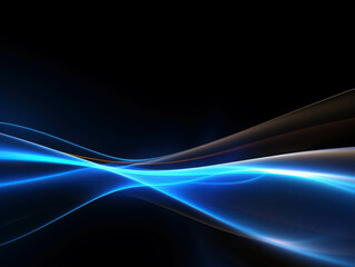 Wall Mural - Azure Waves of Energy: Abstract blue waves of light flow across a dark background, evoking a sense of energy, movement, and dynamism. 