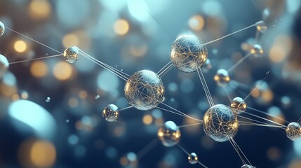A 3D image shows a messy structure made of lines and spheres floating in space. It represents a network or connections.